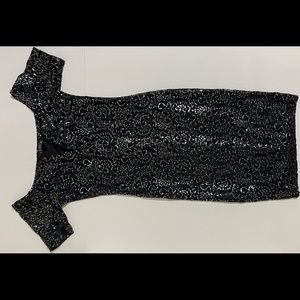 Black & silver midi dress